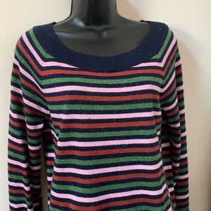 Boden metallic sweater - green, navy, pink and brown